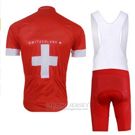 2018 Cycling Jersey Switzerland Red Short Sleeve and Bib Short